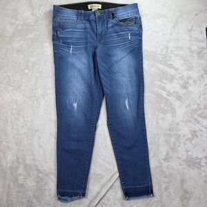 Democracy Jeans Womens 12 Blue Ab Technology Skinny Raw Hem Distressed‎ Stretch